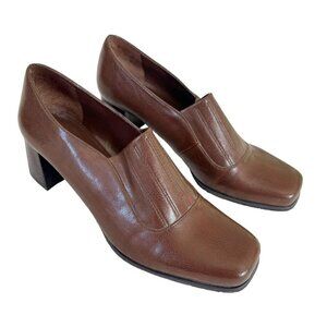 Franco Sarto Women's Sz 9.5 Brown Randy Block Heel Slip-on Booties